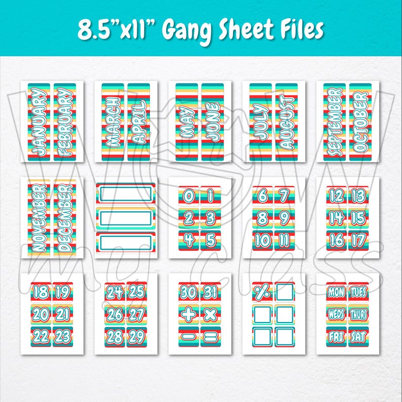 Wall Calendar - Pocket Chart for Teachers | Polkadot, Mini Dot, Stripes ...