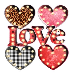 Letra rústica do Dia dos Namorados Palavra AMOR e Letreiro Corações Digital Download PNG Clipart Bundle