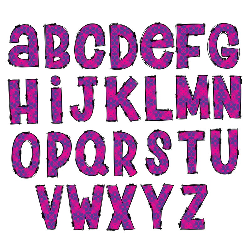 Digital Download Doodle Letters Purple Pink 1 Pattern Fill - Etsy