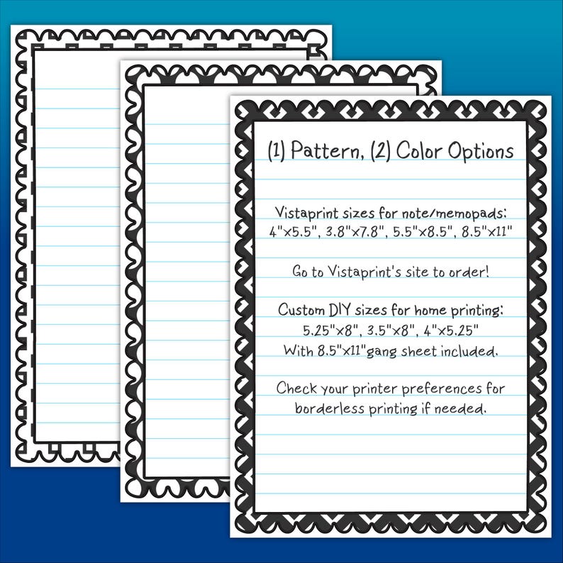 Stationery Pack | Printable & Vistaprint Compatible | Ink Saver ...