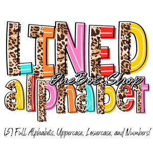 Leopard Split Alphabet PNG, Digital Download Letter Bundle, Inline Lined Colorful Mix Match Half Color Half Leopard, Color Block