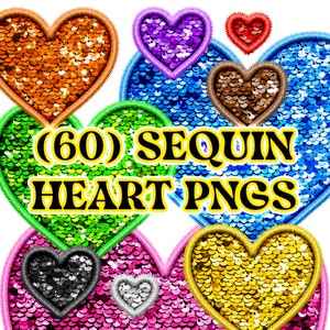 Pailletten-Herzen-Bundle, künstliche Stickerei, verschiedene Größen, Valentinstag, Regenbogen-Schule-Grundlagen, digitaler Download, Rot, Rosa, Weiß, Blau