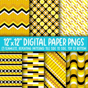 Wallpaper Hintergrund - Digitales Papier | Nahtlos | Handgezeichnetes Gitter, Diagonale Streifen, Polka Dots, Gelb, Weiß, Schwarz WA55LL-A269