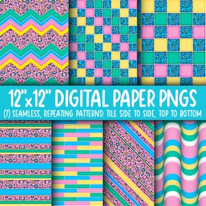 Wallpaper Achtergrond - Digitaal Papier | Naadloos | Chevron, baksteen, streep, golvend retro | Heldere geometrische vorm, kronkeling, confetti WA55LL-A206
