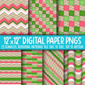Wallpaper Achtergrond - Digitaal Papier | Naadloos | Chevron, baksteen, strepen, golvende retro | Roze en groen gelukkig leuk helder patroon WA55LL-A182