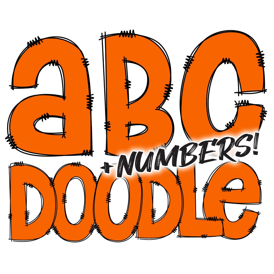 Digital Download | Doodle Orange Fill | PNG Clipart Bundle Alphabet ...