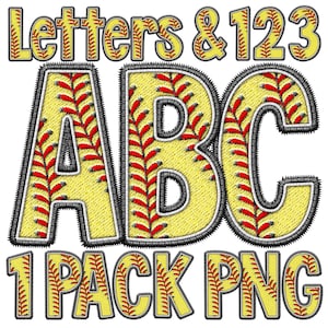 Alfabeto de softball PNG, ponto de bordado falso alfa, letras esportivas, padrão de ponto vermelho, patch, arte de transferência de sublimação, design de beisebol