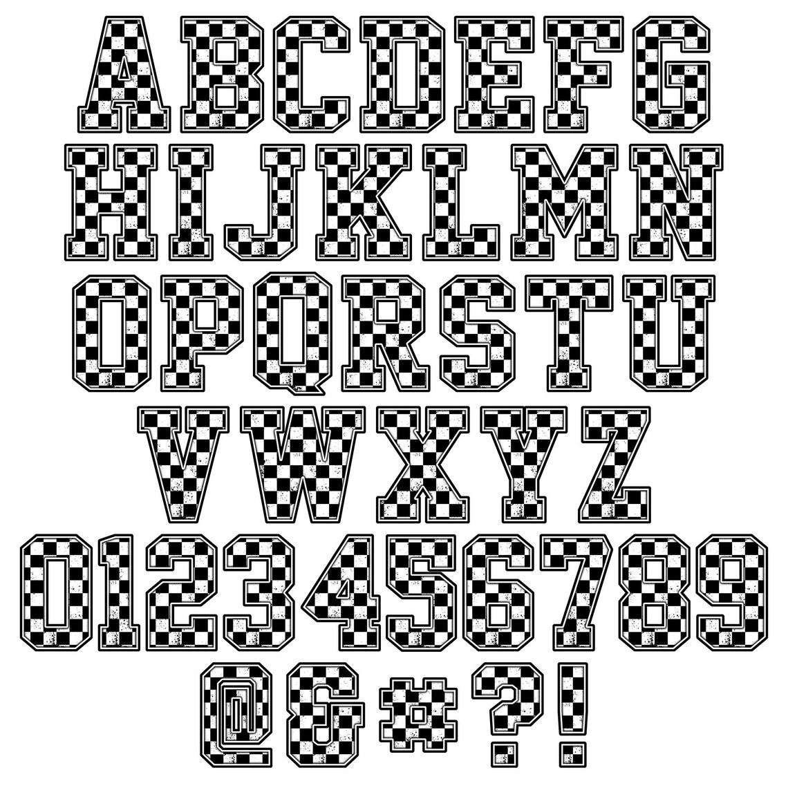 Grunge Checker Print PNG Alphabets, Checkered Varsity Letters, 8 Bundle ...