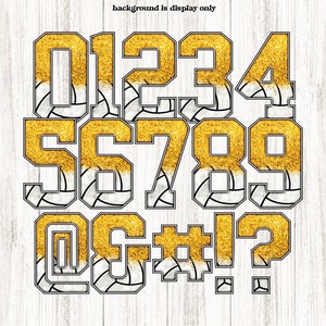 Volleyball Alphabet, Golden Glitter Panels Pattern, College School ...