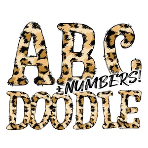 Descarga digital / Doodle Leopard Print 2B Pattern Fill / PNG Clipart Bundle Alphabet Pack / Letras y números