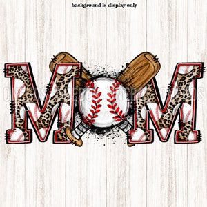 Honkbal Moeder PNG, Doodle Design met vleermuizen, Bal, Spetter, Leopard Patroon Letters, Digitale Download Sublimatie Cute Shirt Design Print