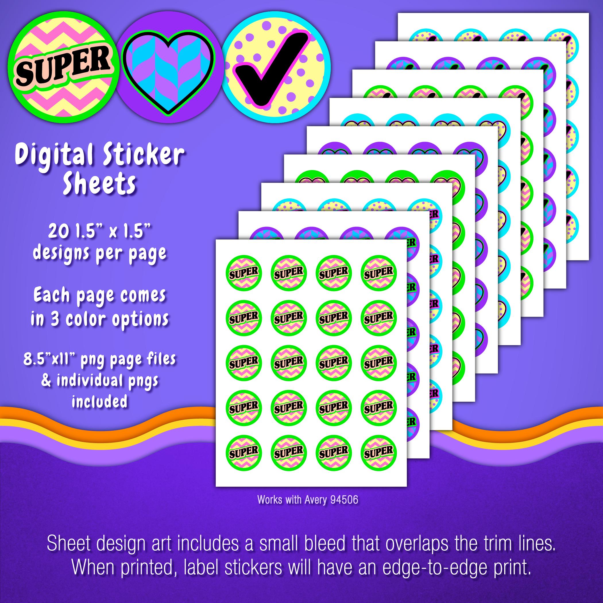 Sticker Pack | Individual Digital Stickers & Avery Sheet Templates ...