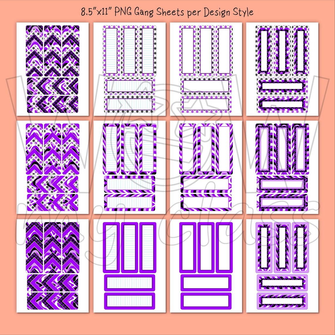Digital Bookmarks (printable), Clipart Bundle Set of 12 | Lined & Blank ...