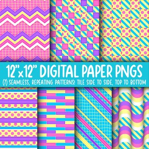 Behangachtergrond: digitaal papier | Naadloos | Handgetekend, strepen, stippen, fel neon, roze, blauwgeel, paars WA55LL-A239