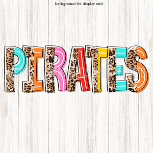 Colorido Split Leopard Pirates PNG, Transparente, Lindo Diseño de carta de mascota para niños, Sublimación del espíritu escolar, Transferencia de imágenes prediseñadas imprimibles