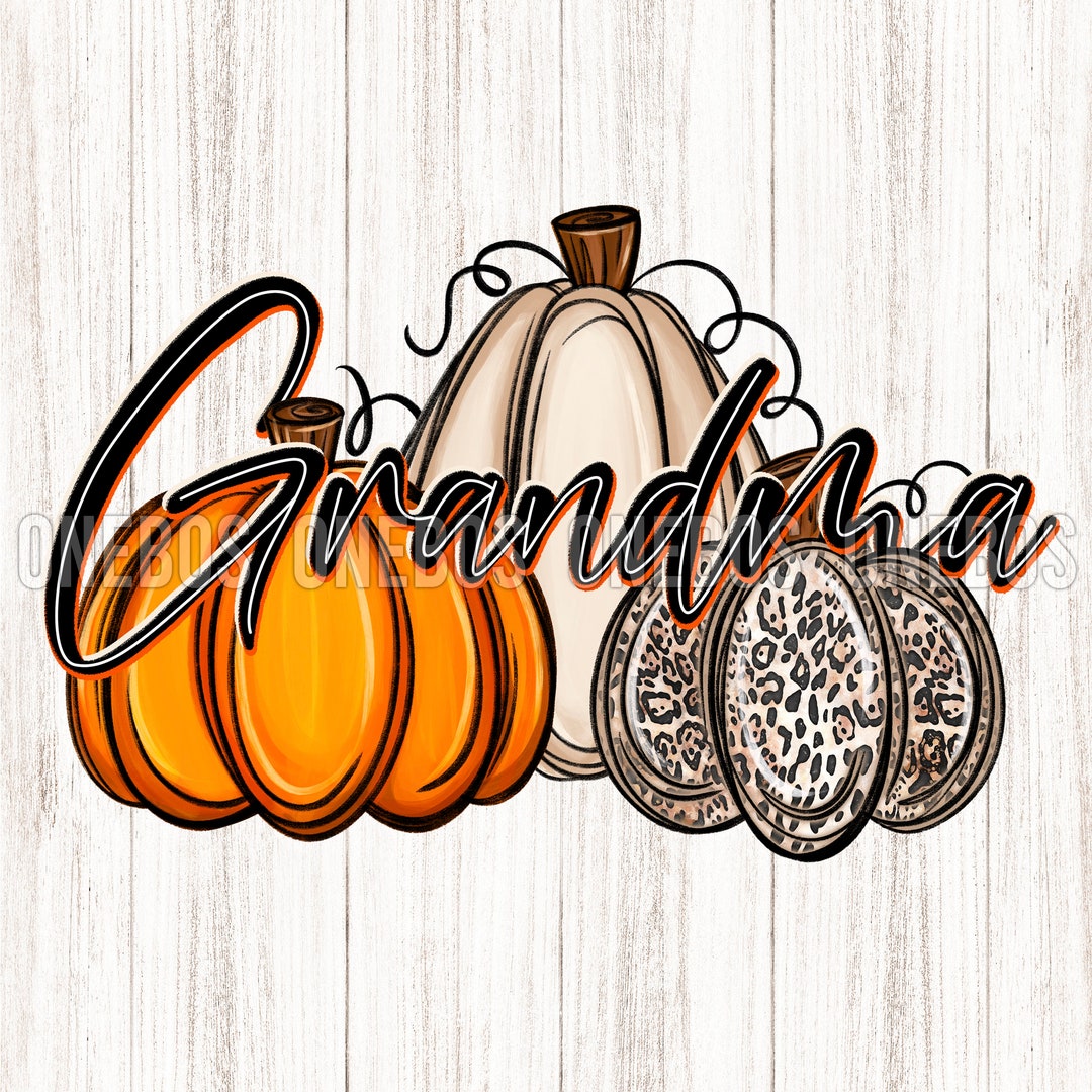 Grandma Pumpkin PNG, Clipart for Fall, Thanksgiving, Hand Drawn Line Font Black &amp; Orange, Doodle ...