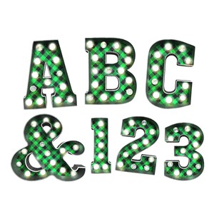 Descarga digital / Marquee 2.0 - Green Checker Plaid Christmas Marquee Alphabet / PNG Image Graphic Clipart Bundle Set / Letras de sublimación
