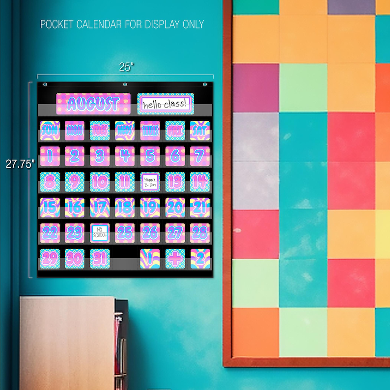 Wall Calendar - Pocket Chart for Teachers | Floral, Diamond, Checker ...