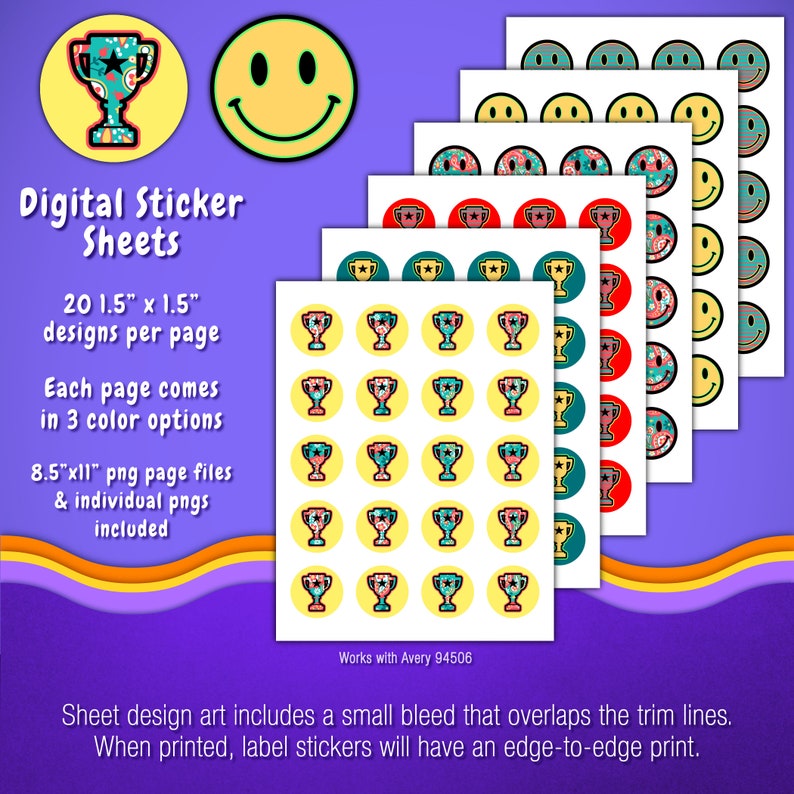 Sticker Pack | Individual Digital Stickers & Avery Sheet Templates ...