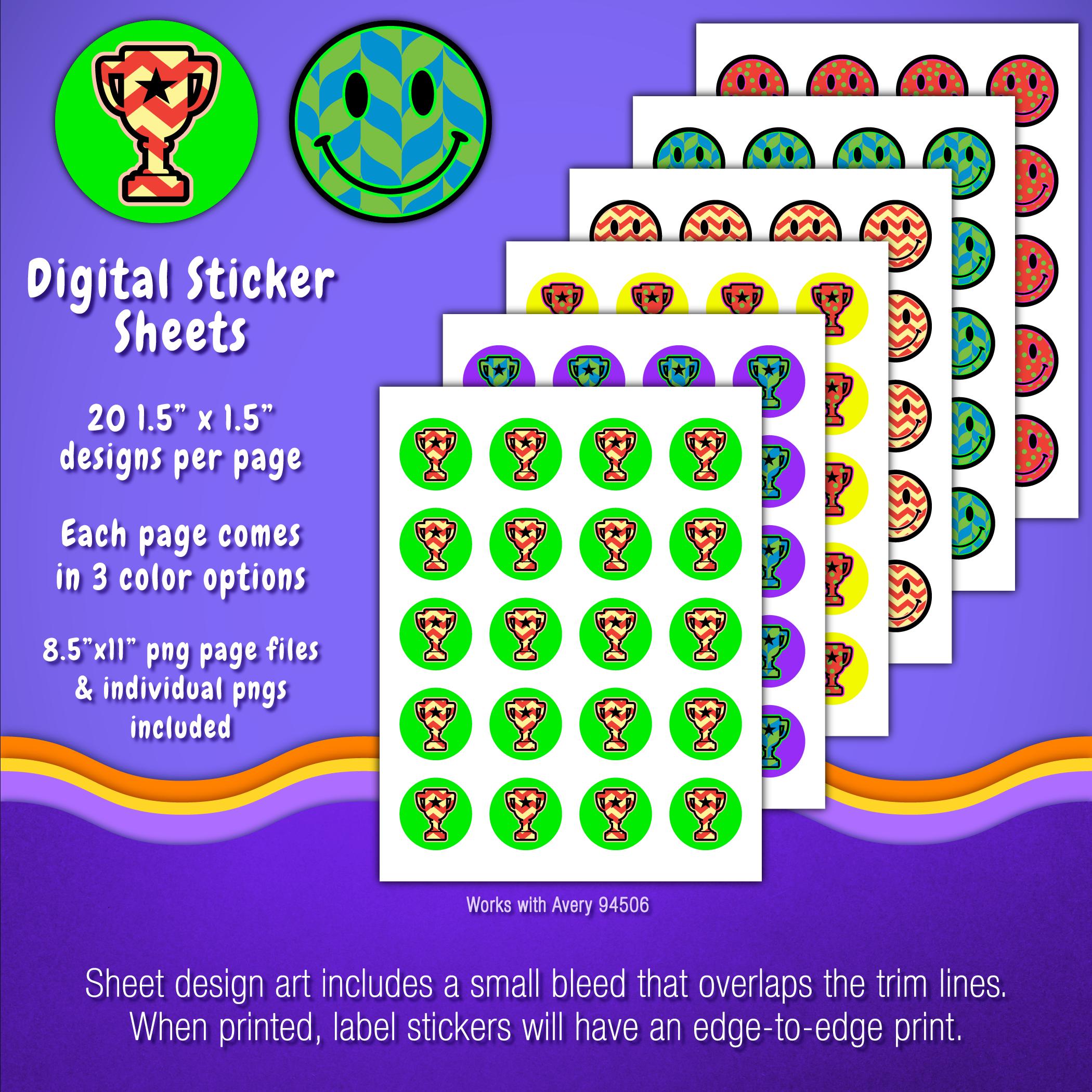 Sticker Pack | Individual Digital Stickers & Avery Sheet Templates ...
