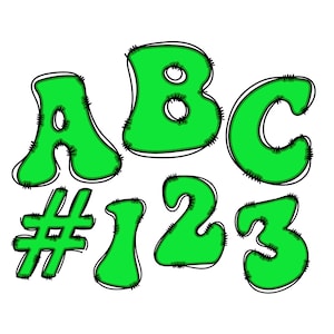 Download digital | Doodle Retro AG - Vintage verde limão | Pacote de clipart de alfabeto desenhado à mão, letras e números - No.6