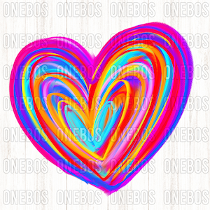 Valentinstag Clipart, Handgezeichnetes digitales Herz, Regenbogen Rosa Bunt PNG, Liebe Herz, Textur, Design für Sublimation, Transfer