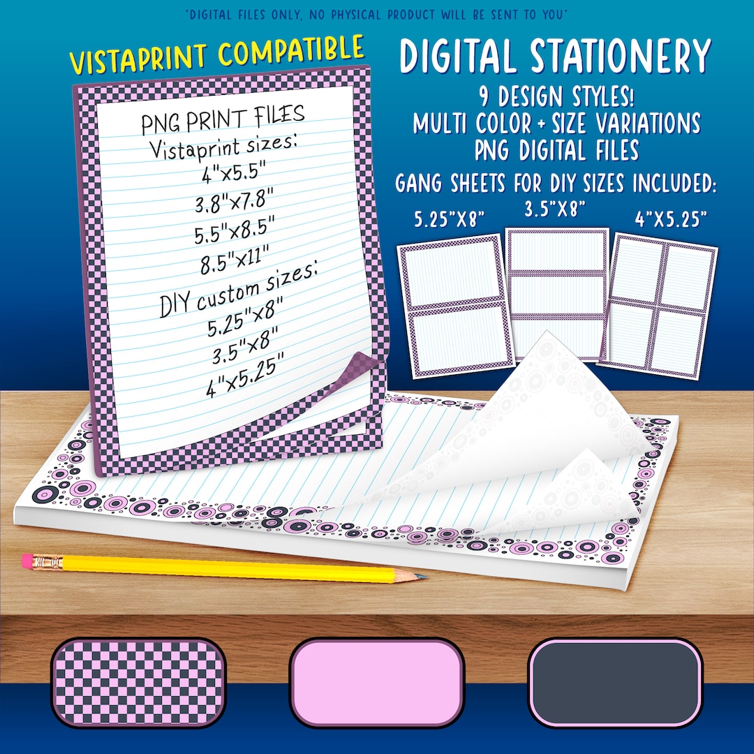 Stationery Pack Printable & Vistaprint Compatible Pink and Navy