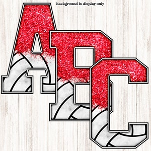 Volleyball Alphabet, Red Glitter and Panels Pattern, Background Pattern ...