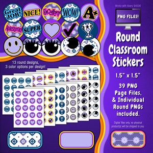 Stickerpakket | Individuele digitale stickers en Avery-velsjablonen | Madeliefje, bloemen, diamanten, bloem, paars, lavendel ST55CK-A205