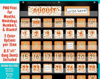 Wall Calendar - Pocket Chart For Teachers | Fall, Autumn, Leaf, Plaid, Pumpkin, Hay, Red, Brown, Orange, Gold WC55PO-A208