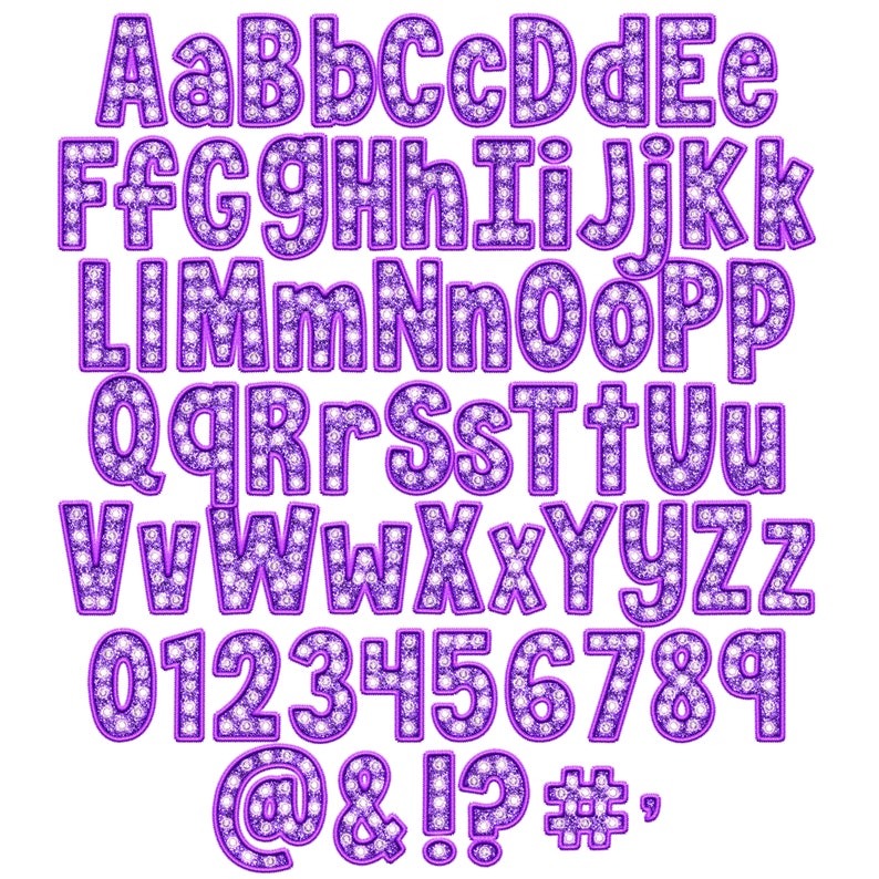 Glitter Patch PNG Alphabets, 6 Pack Bundle, Faux Embroidery Alphabet ...