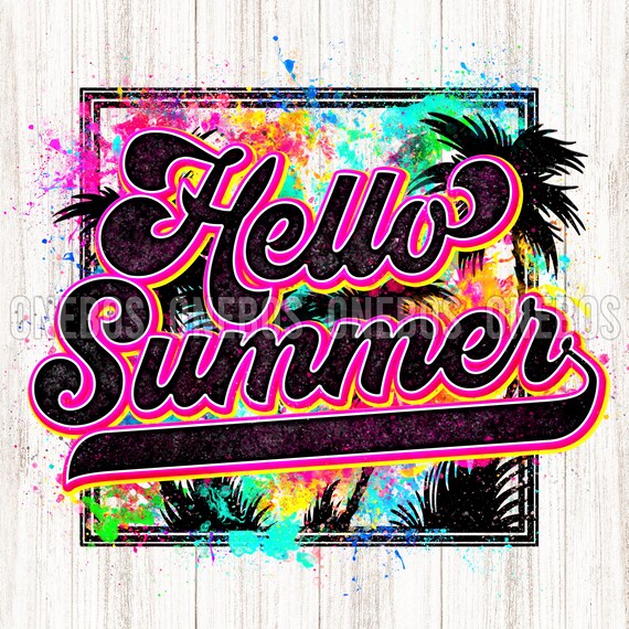 Hello Summer PNG, Summer Sublimation DTG Printable Design, Download for Family Beach, Vacation, Reunion, Trip, Clipart, Color Splatter