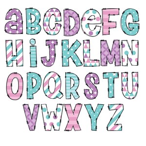 Digital Download | Doodle Letters Purple Pink Blue 1 Pattern Fill | PNG ...