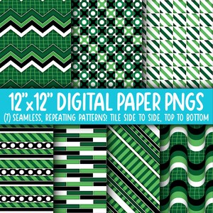 Behangachtergrond: digitaal papier | Naadloos | Handgetekend raster, diagonale strepen, stippen, groen, wit, zwart WA55LL-A246