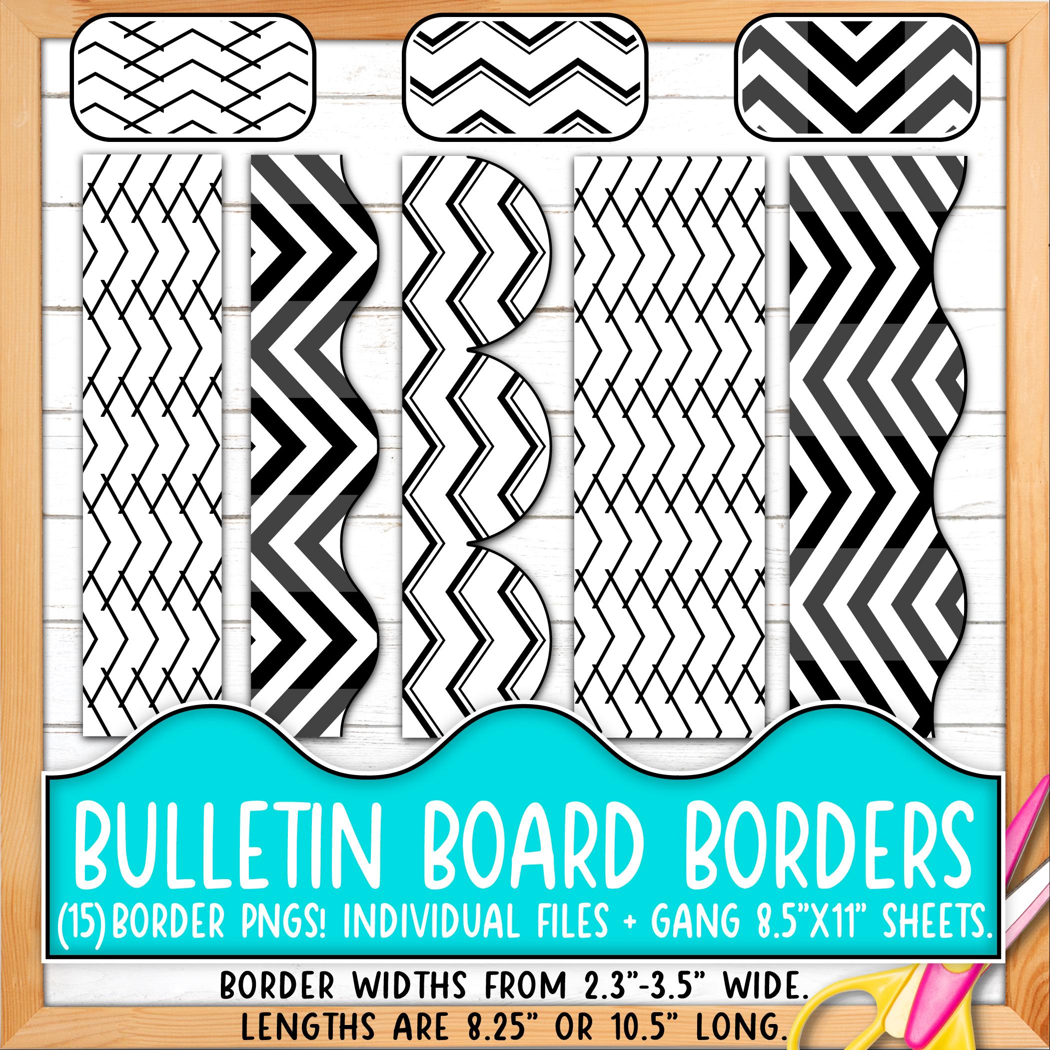 Borders for Bulletin Boards | Print & Cut, Seamless | Black, White