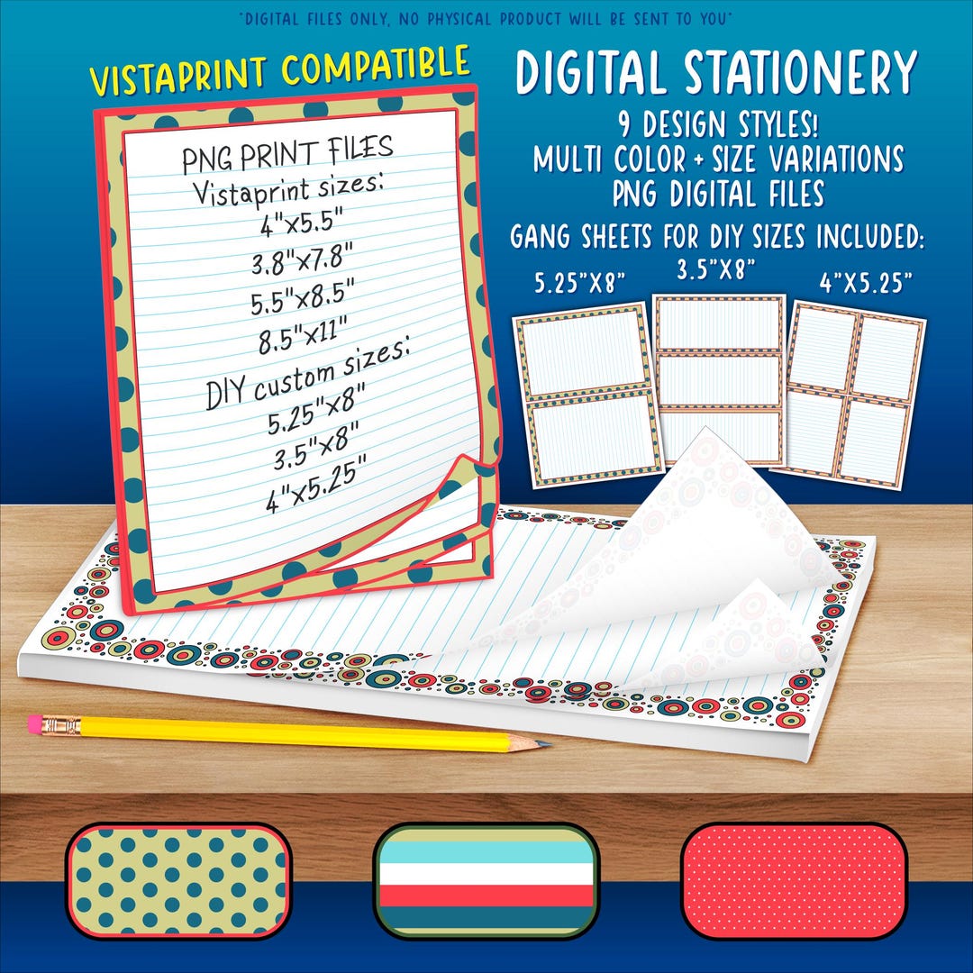 Stationery Pack | Printable & Vistaprint Compatible | Polka Dots, Mini ...