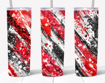 Rood, Zwart, Wit, Tumbler Wrap, School Spirit Mascotte Kleuren, Grunge Penseelstreken, Glitter, Bokeh, Sparkle, Collage Wallpaper
