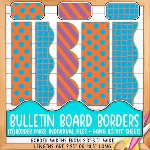 Rahmen für Pinnwände | Drucken & Schneiden, Nahtlose | Gitter, Diagonale Streifen, Polka Dots, Hell, Orange, Blau, Lila, Pink BO55BO-A241
