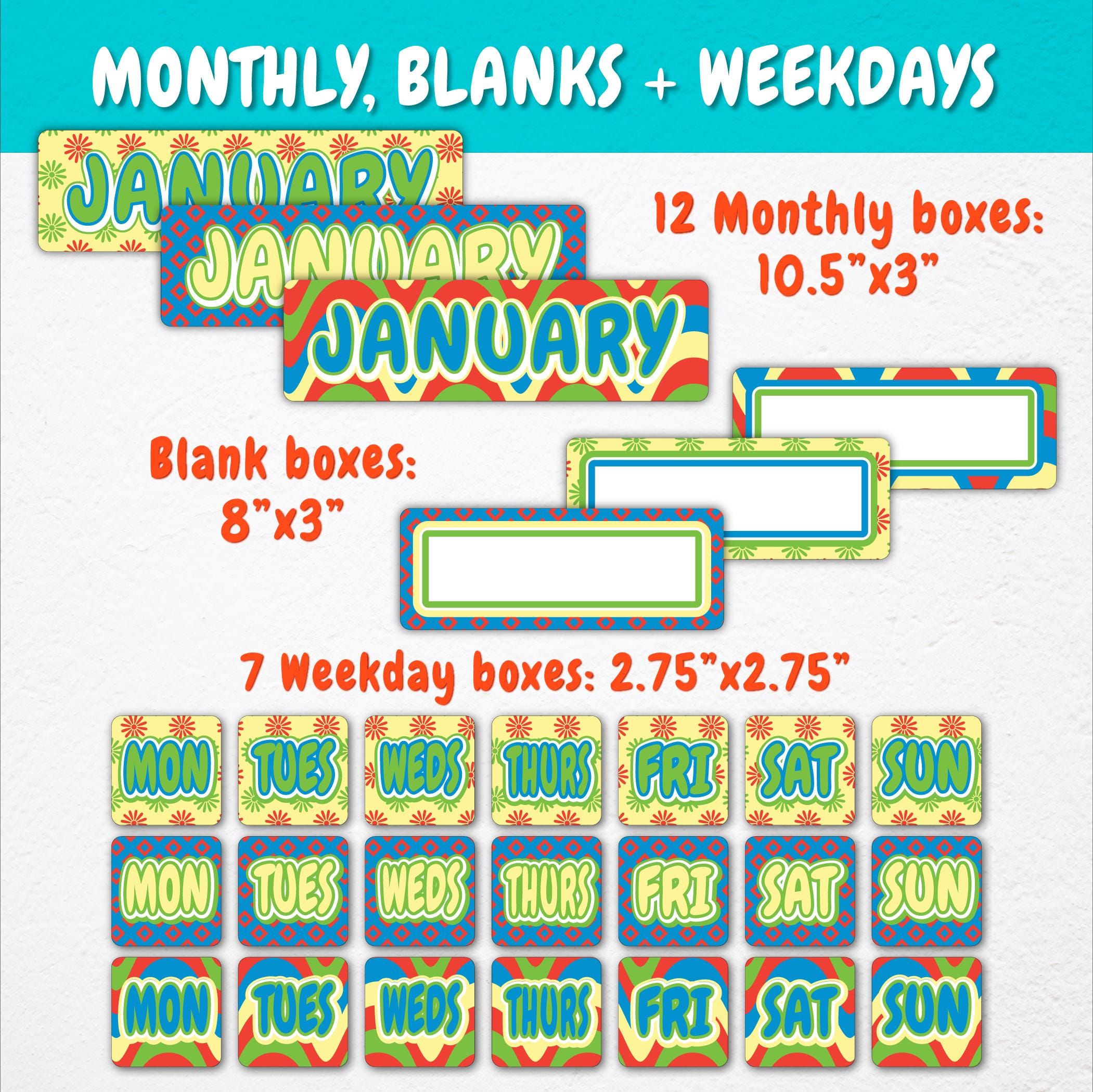 Wall Calendar - Pocket Chart for Teachers | Floral, Diamonds, Checkered ...