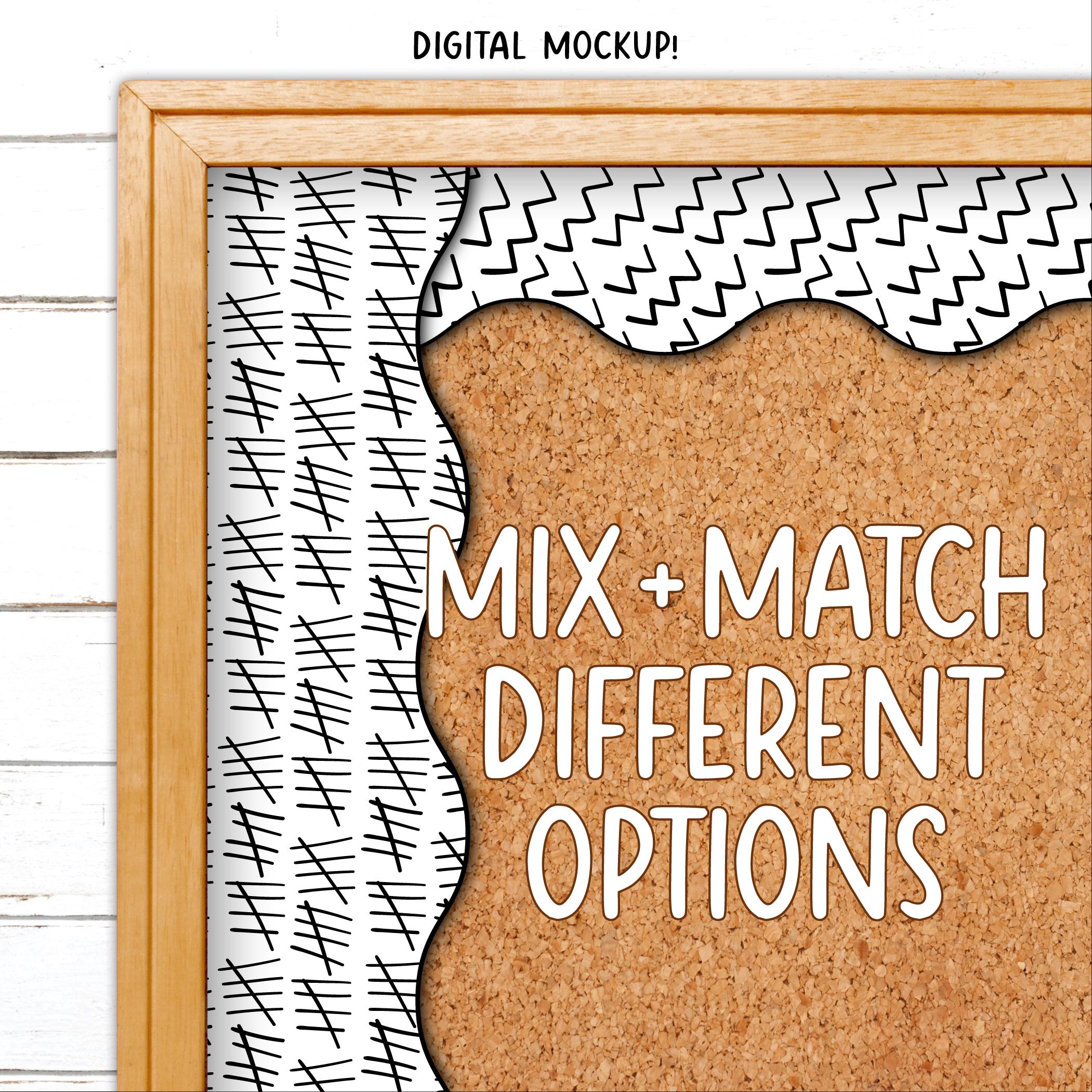 Borders for Bulletin Boards | Print & Cut, Seamless | Black, White