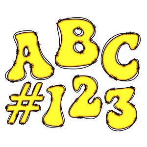 Digitaler Download | Doodle Retro AG - Gelbe Vintage | Handgezeichnetes Alphabet Clipart Paket Buchstaben und Zahlen - No.6