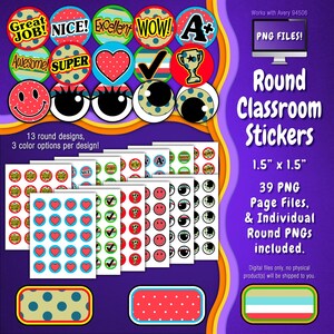 Stickerpakket | Individuele digitale stickers en Avery-velsjablonen | Polkadot, ministippen, grote strepen, rood, blauw, wit, groen ST55CK-A229