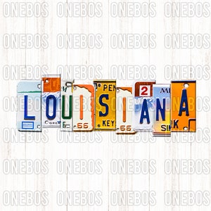 Louisiane Word PNG | Conception de mots numériques prête à appuyer sur | Sublimation, Impression, DTG, | décoratif Plaque d’immatriculation Aquarelle Typographie