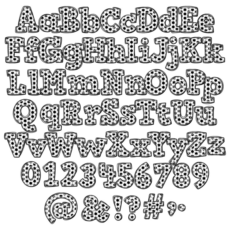 Soccer Doodle Alphabet PNG, Digital Download, Casual Hand Drawn Letters ...
