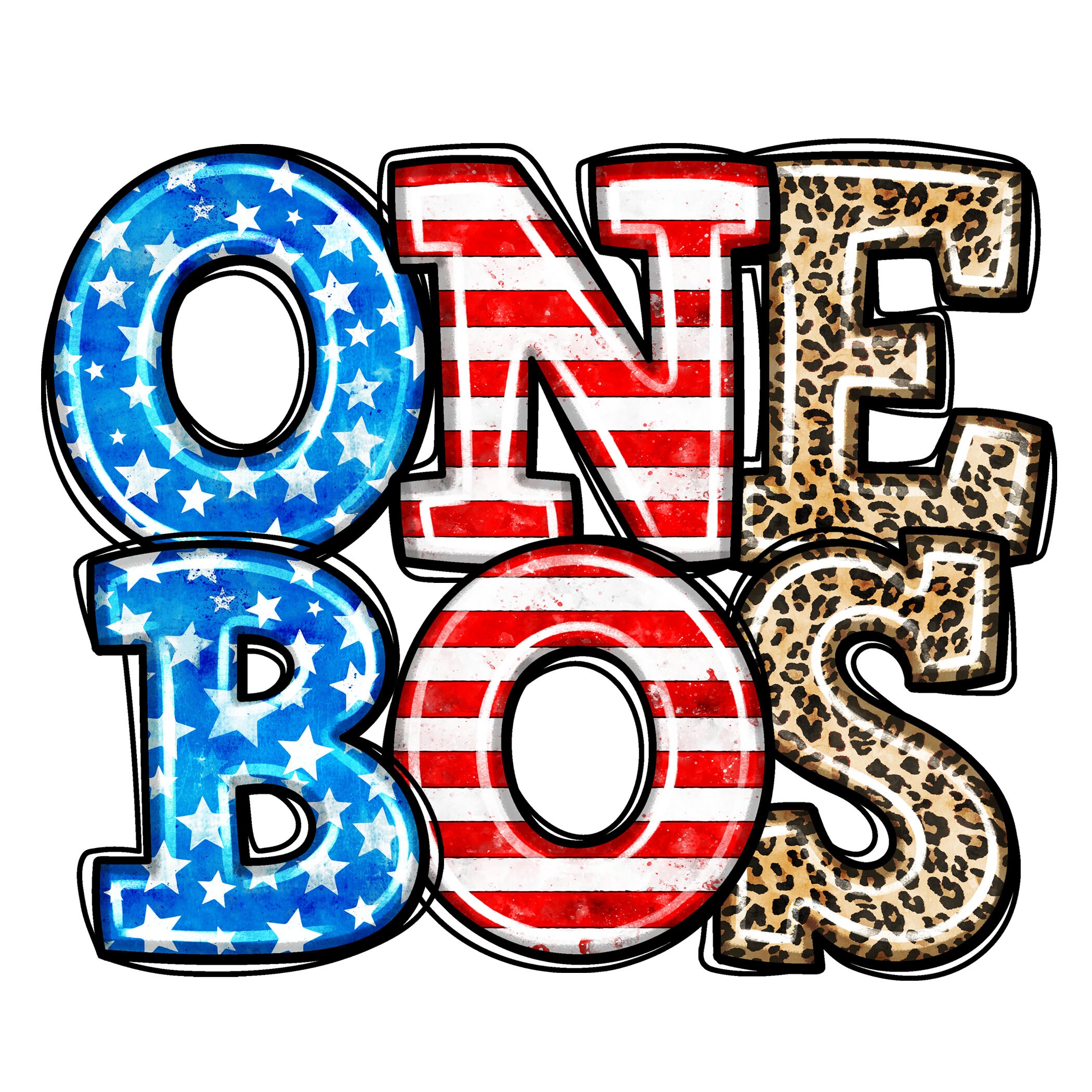 Stars Stripes Leopard Doodle Alphabet PNG, Digital Download, Casual ...