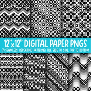 Behangachtergrond: digitaal papier | Naadloos | Zwart, wit, minder inkt gebruiken, vierkanten, ruiten, stippen, geometrische vormen WA55LL-A227