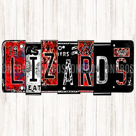 Watercolor License Plate Lizards PNG Bright Red Leopard Etsy