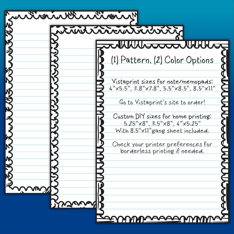 Stationery Pack | Printable & Vistaprint Compatible | Ink Saver, Woven ...