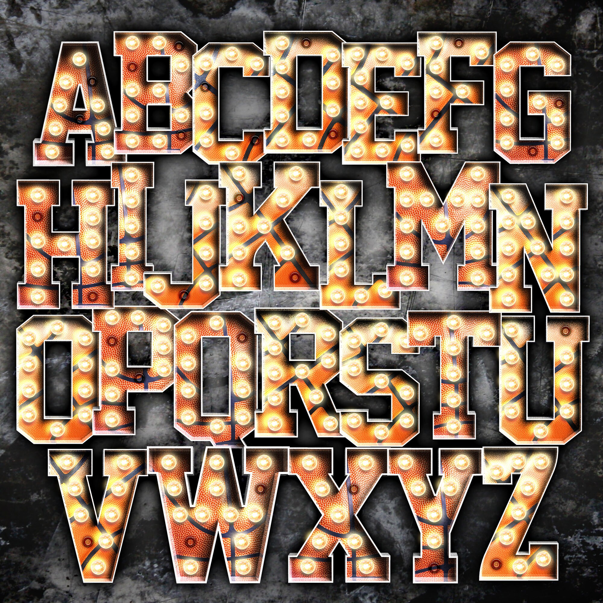 Digital Download | Basketball Pattern Marquee Letters & Numbers | PNG ...