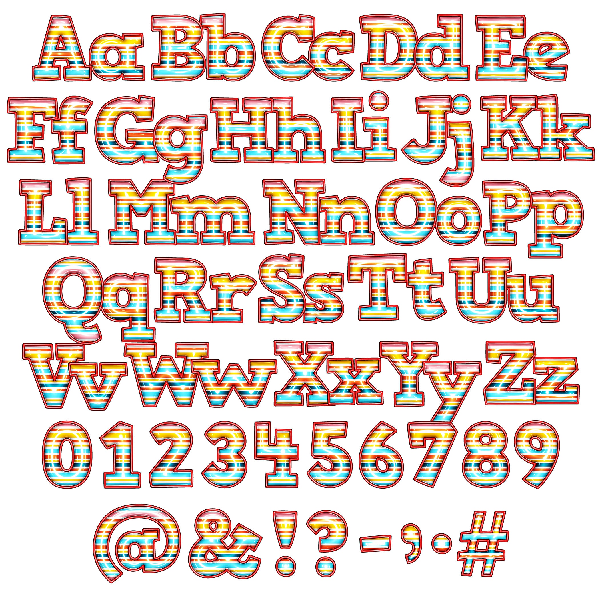 Inflated Alphabets PNG Bundle, 7 Pack of 3D Puff Inflated Full Alpha ...